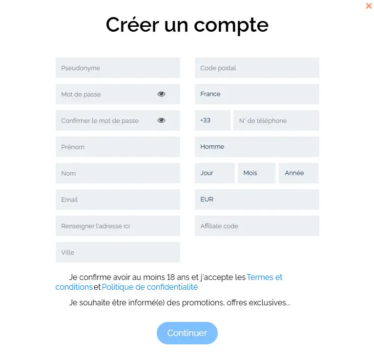 Processus d'inscription Lilibet Casino Casino