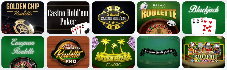 Jeux de table au Lilibet Casino Casino